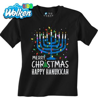 Dětské tričko Vánoční Menora Happy Hanukkah.jpg