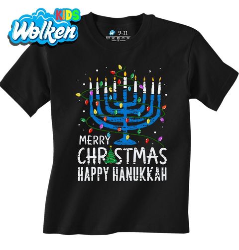 Obrázek produktu Dětské tričko Vánoční Menora Happy Hanukkah