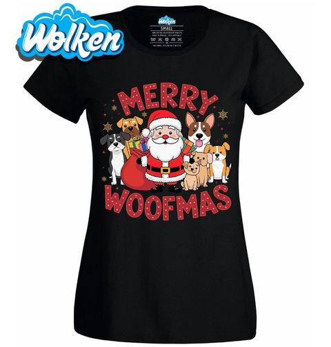 Obrázek produktu Dámské tričko Veselé Psí Vánoce Merry Woofmas