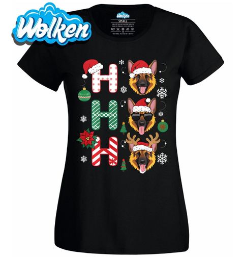 Obrázek produktu Dámské tričko Santa Německý Ovčák Ho Ho Ho