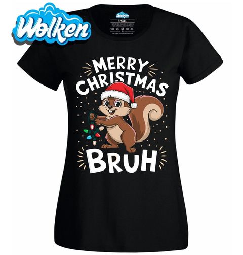 Obrázek produktu Dámské tričko Vánoční Veverka Merry Christmas Bruh