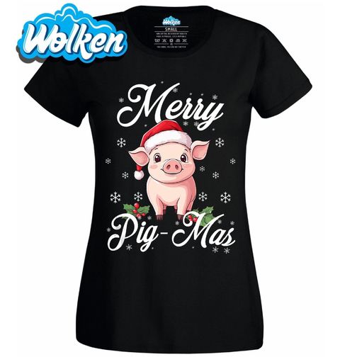Obrázek produktu Dámské tričko Vánoční Prasátko Merry Pig-Mas