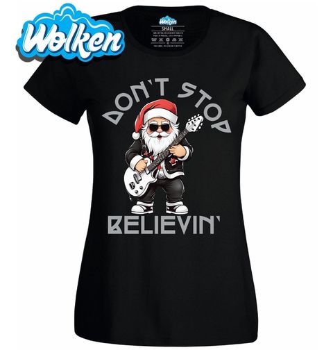 Obrázek produktu Dámské tričko Rockový Santa Nepřestávej věřit