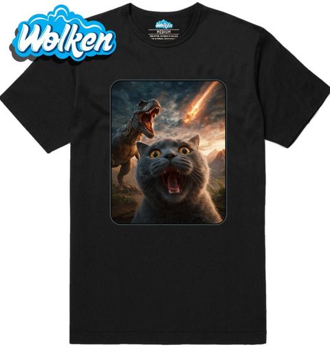 Obrázek produktu Pánské tričko Poslední Selfie Kočky a T-Rexe Pád Asteroidu