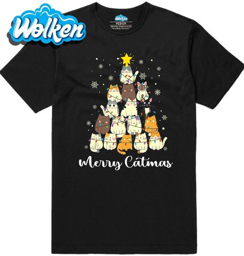 Obrázek produktu Pánské tričko Vánoční Kočičí Stromek Merry Catmas