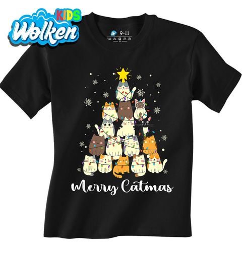 Obrázek produktu Dětské tričko Vánoční Kočičí Stromek Merry Catmas