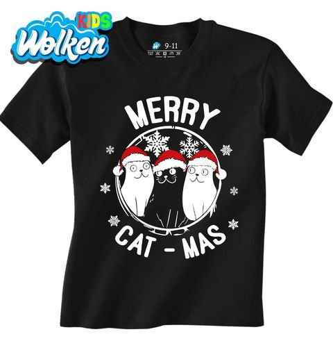 Obrázek produktu Dětské tričko Veselé Kočičí Vánoce Merry Cat-mas