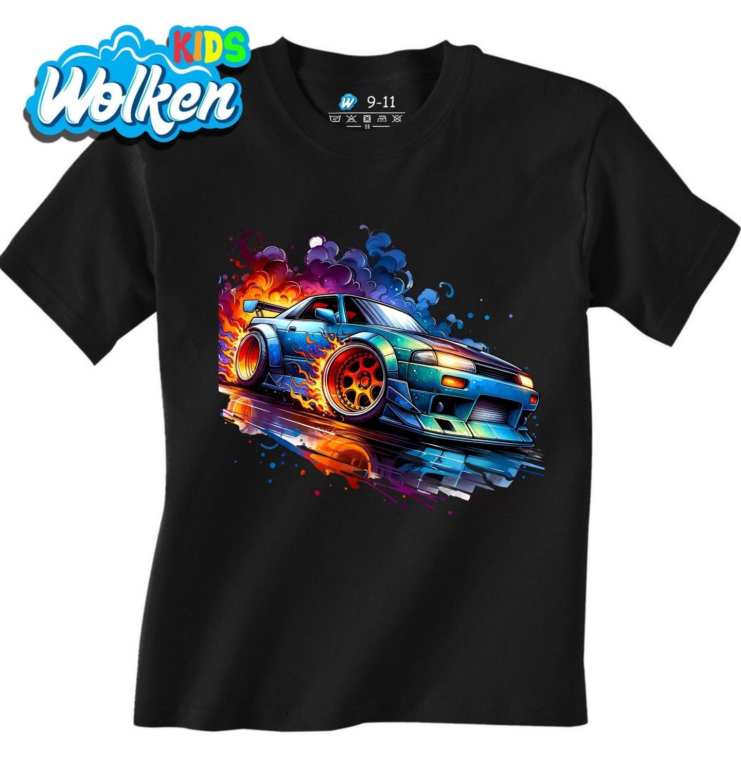 Dětské tričko Driftující Auto v Plamenech.jpg