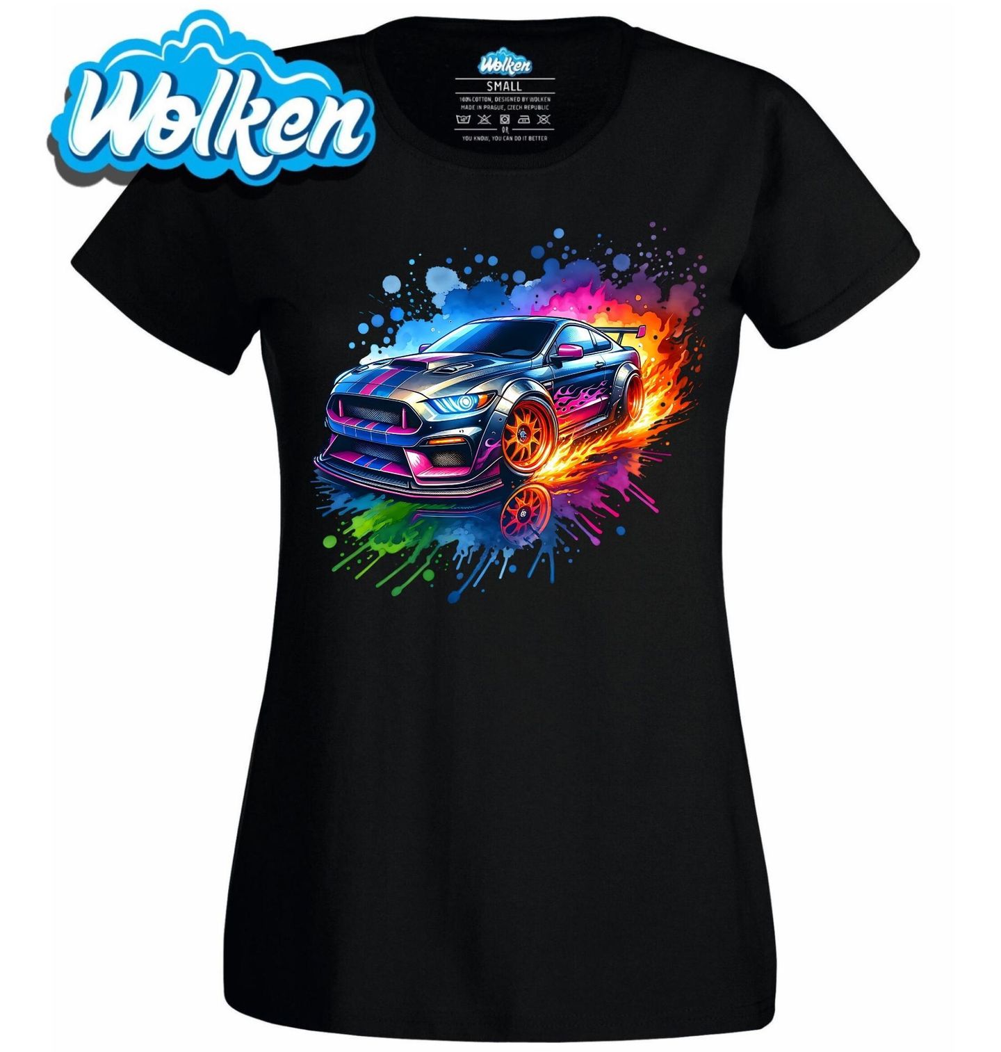 Dámské tričko Driftující Muscle Car.jpg