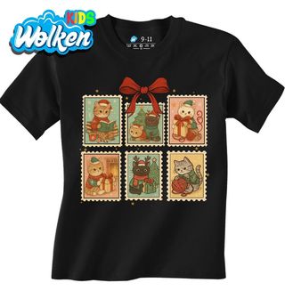 Dětské tričko Vánoční Kočičí známky.jpg