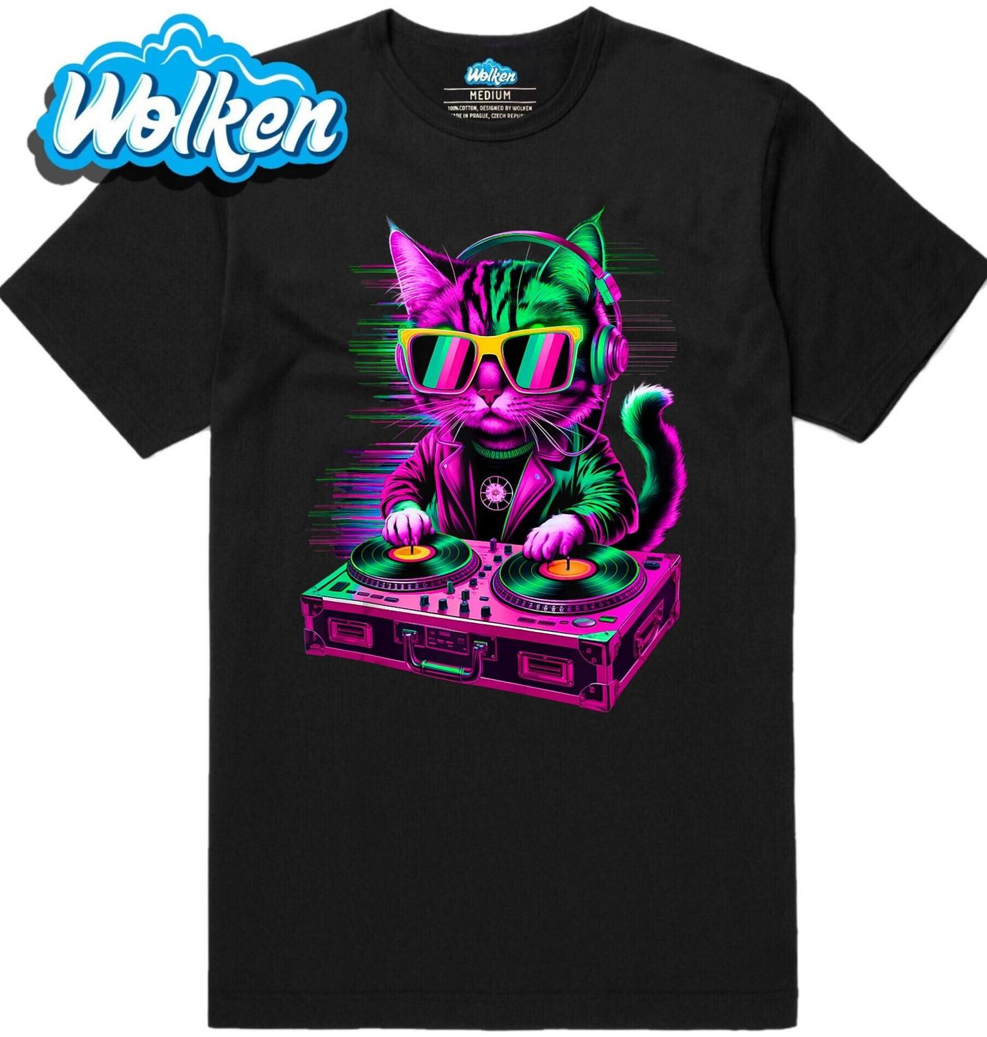 Pánské tričko Neonová DJ Kočka.jpg