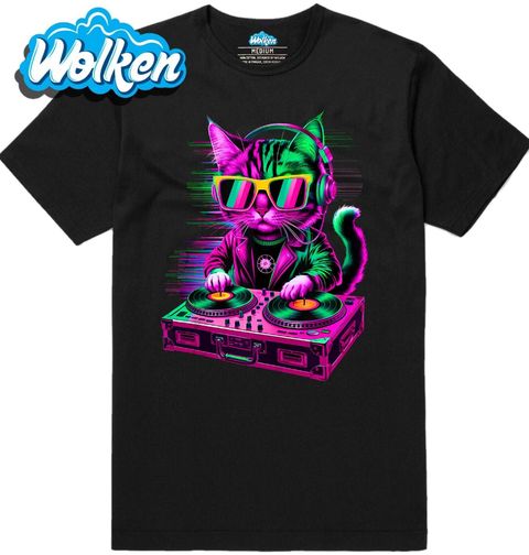 Obrázek produktu Pánské tričko Neonová DJ Kočka