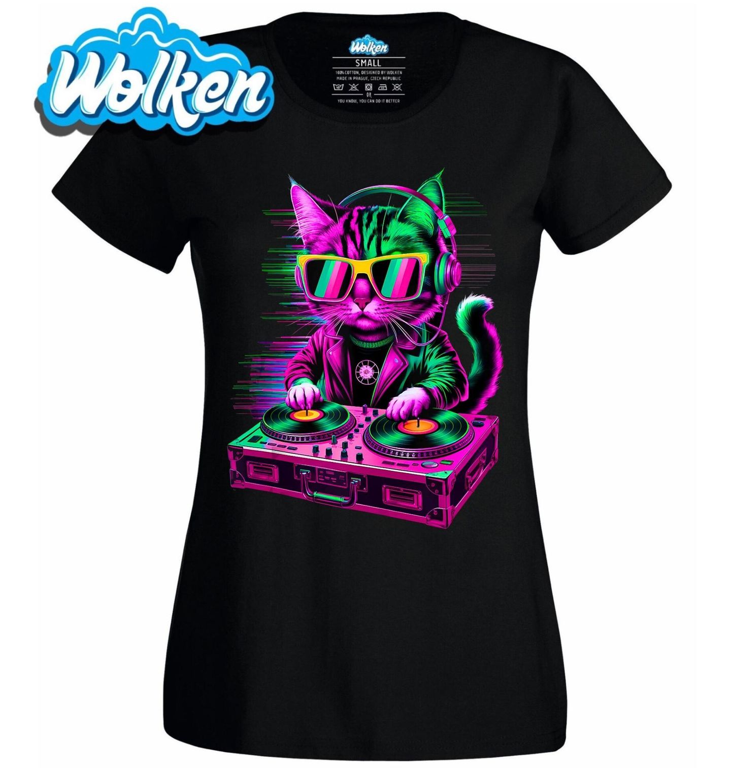 Dámské tričko Neonová DJ Kočka.jpg