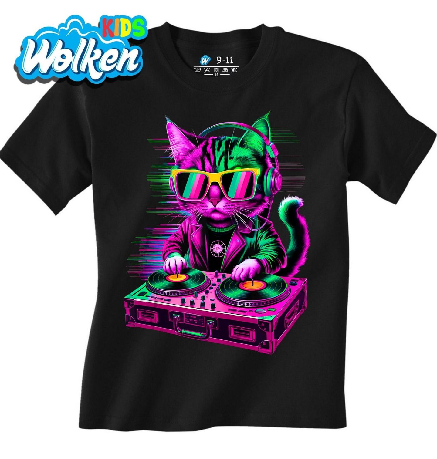 Dětské tričko Neonová DJ Kočka.jpg