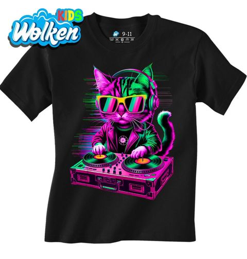 Obrázek produktu Dětské tričko Neonová DJ Kočka