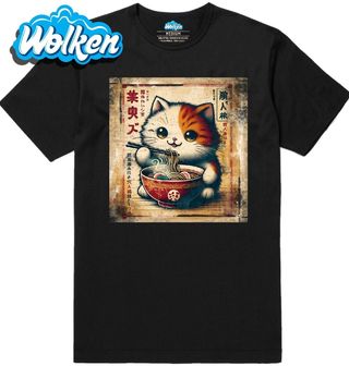 Pánské tričko Retro Plakát Kočka a Horký Ramen.jpg