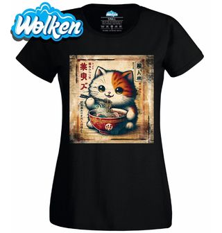 Dámské tričko Retro Plakát Kočka a Horký Ramen.jpg