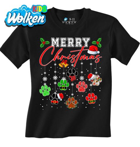 Obrázek produktu Dětské tričko Vánoční Tlapky Merry Christmas