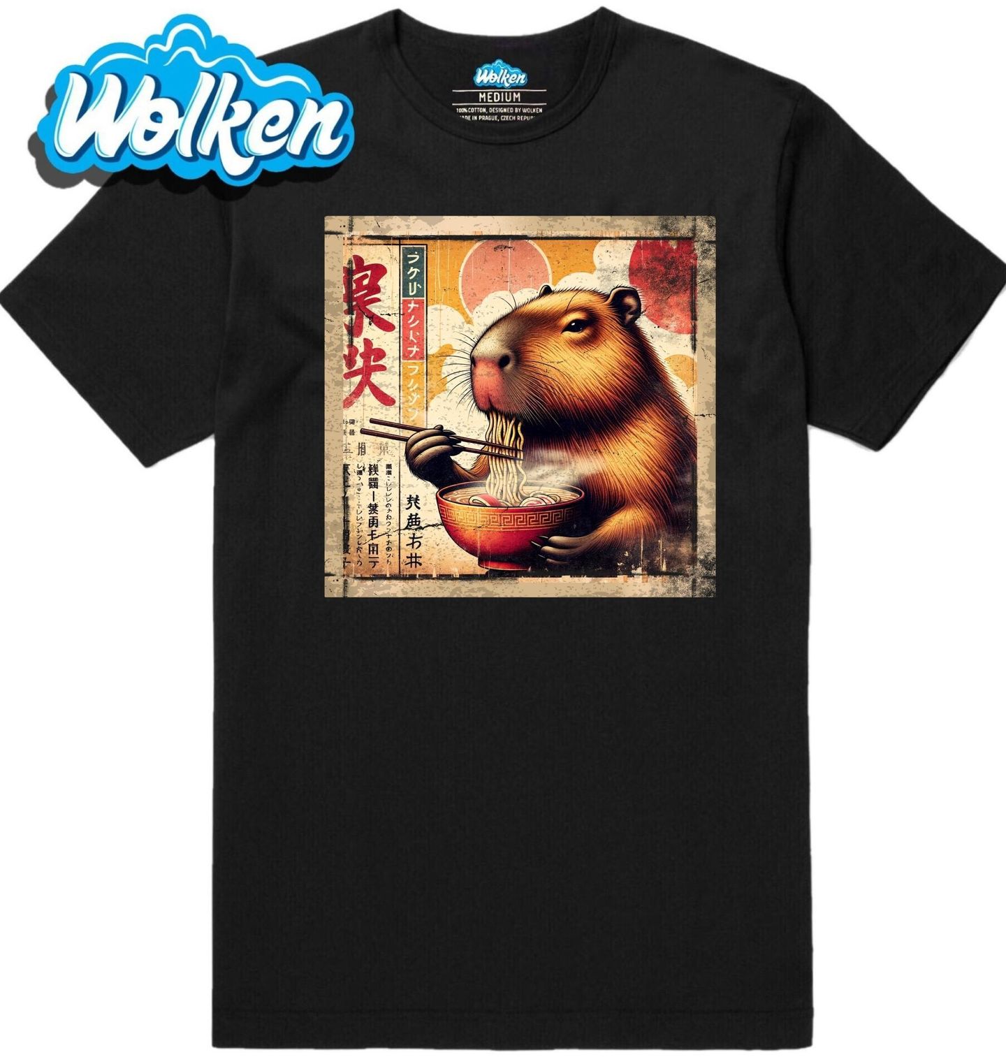 Pánské tričko Retro Plakát Kapybara a Horký Ramen.jpg