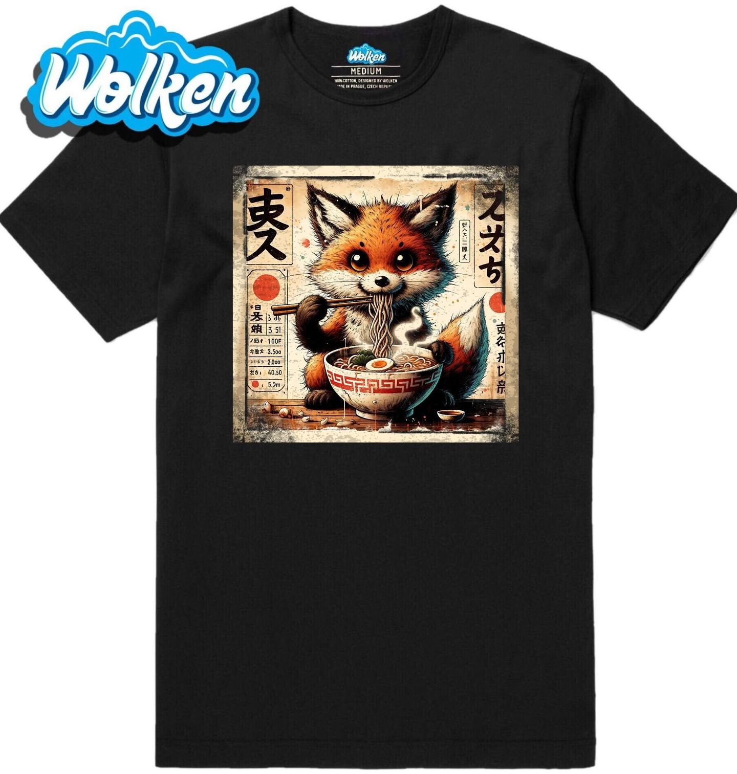 Pánské tričko Retro Plakát Liška a Ramen.jpg