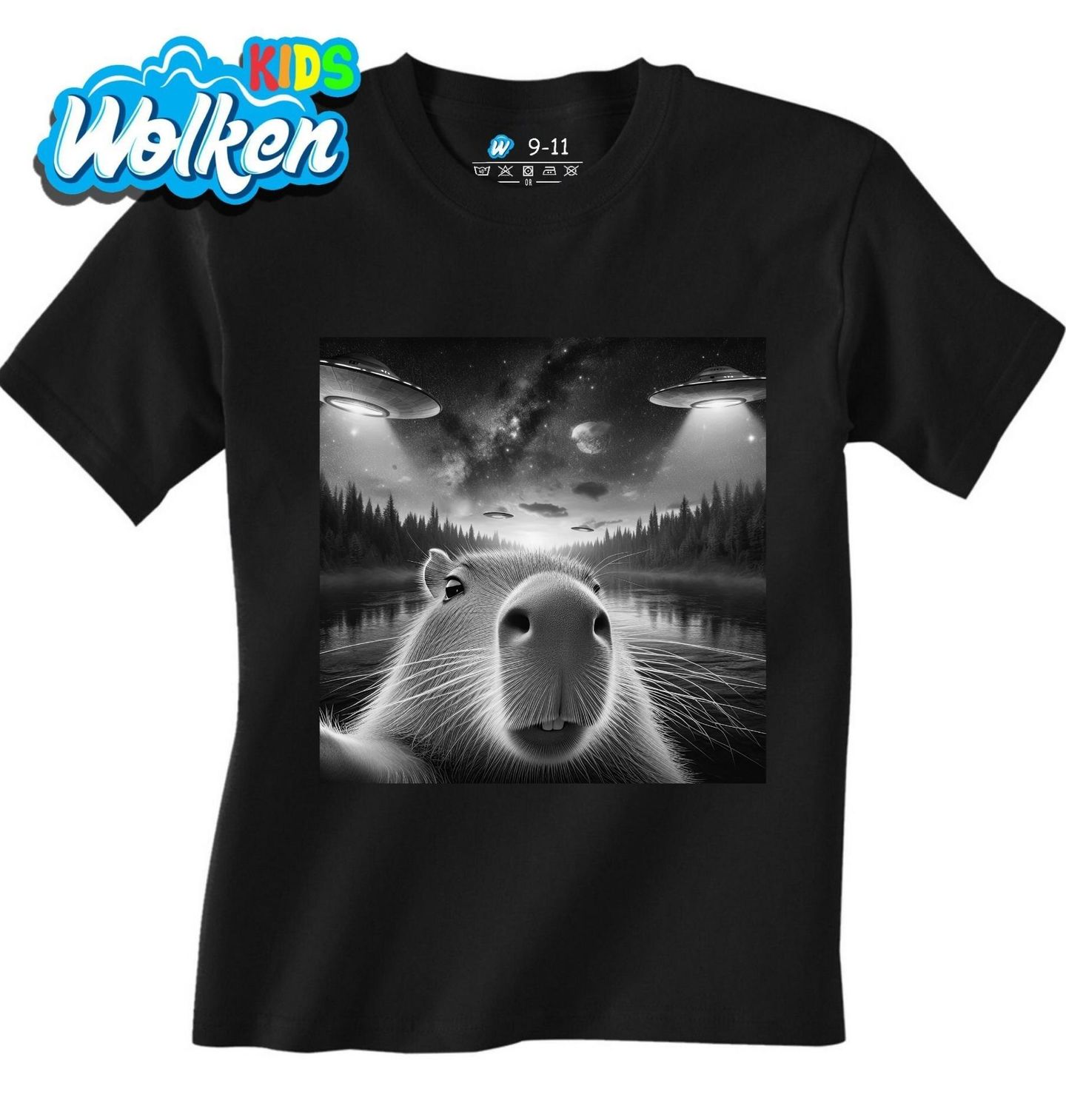 Dětské tričko Selfie Kapybary při UFO invazi.jpg