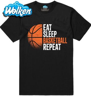 Pánské tričko Jez Spi Hraj Basketbal Opakuj Eat Sleep Basketball Repeat.jpg