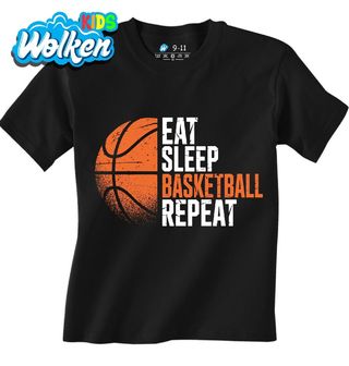 Dětské tričko Jez Spi Hraj Basketbal Opakuj Eat Sleep Basketball Repeat.jpg
