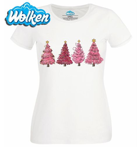 Obrázek produktu Dámské tričko Růžové Vánoční Stromky