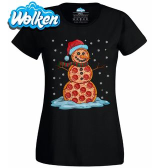 Dámské tričko Vánoční Pizza Sněhulák.jpg