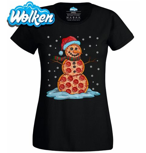 Obrázek produktu Dámské tričko Vánoční Pizza Sněhulák
