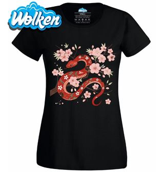 Dámské tričko Červený Had v Květech Sakury.jpg