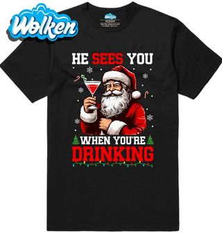 Pánské tričko Santa tě vidí, když piješ.jpg