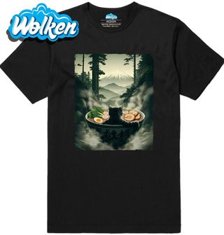 Pánské tričko Kočka v Misce Ramenu před Horou Fuji.jpg