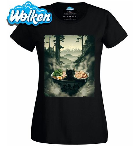 Obrázek produktu Dámské tričko Kočka v Misce Ramenu před Horou Fuji