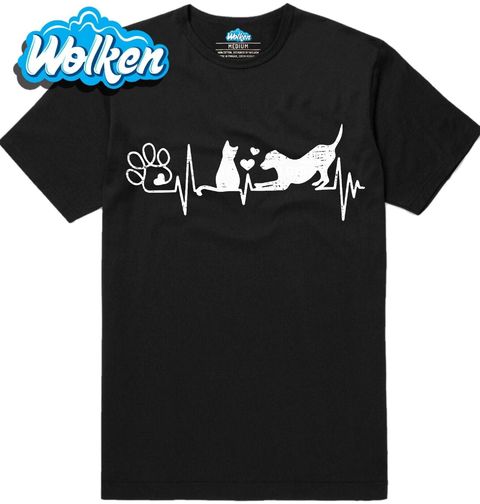 Obrázek produktu Pánské tričko Vintage Kardiogram Kočka a Pes