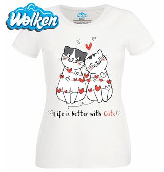 Dámské tričko  Život je lepší s kočkami Life is better with cats.jpg