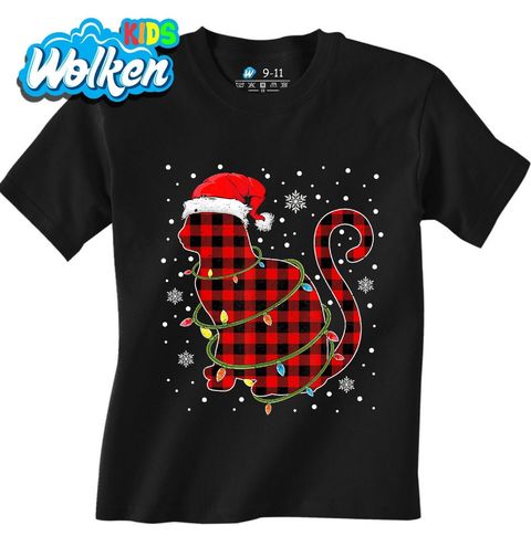 Obrázek produktu Dětské tričko Vánoční Kostkovaná Kočka