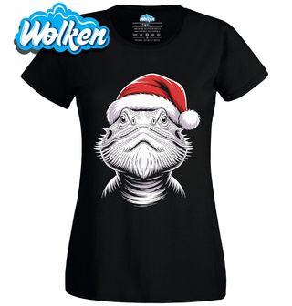 Dámské tričko Vánoční Agama Vousatá v Čepici.jpg