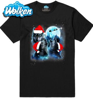 Pánské tričko Vánoční Vlci vyjící na Měsíc.jpg