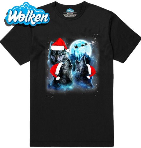 Obrázek produktu Pánské tričko Vánoční Vlci vyjící na Měsíc