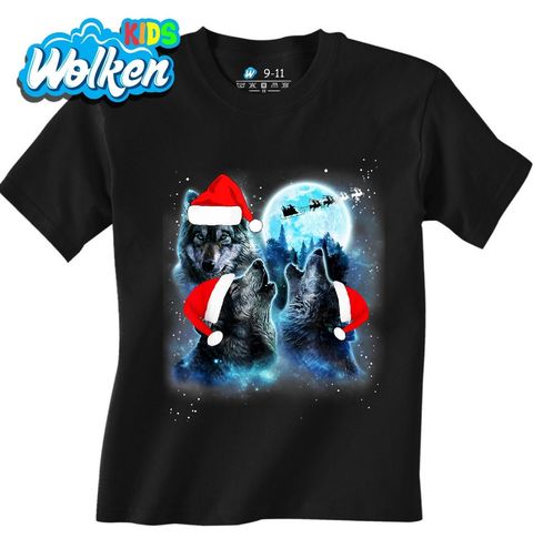 Obrázek produktu Dětské tričko Vánoční Vlci vyjící na Měsíc