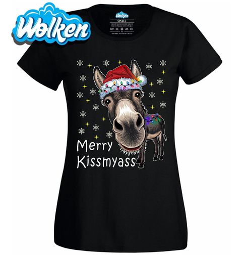 Obrázek produktu Dámské tričko Vánoční Osel Merry Kissmyass