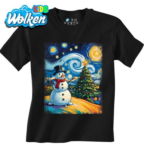 Obrázek produktu Dětské tričko Vánoční Sněhulák ve Hvězdné noci