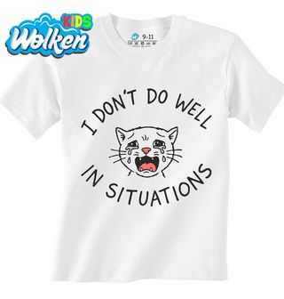 Dětské tričko Plačící Kočka I don't do well in situations.jpg