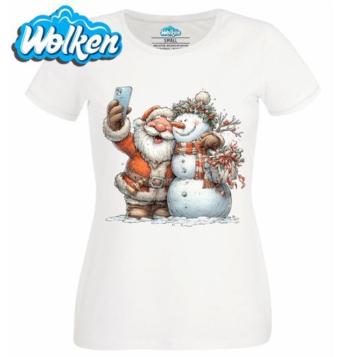 Obrázek produktu Dámské tričko Selfie Santy a Sněhuláka