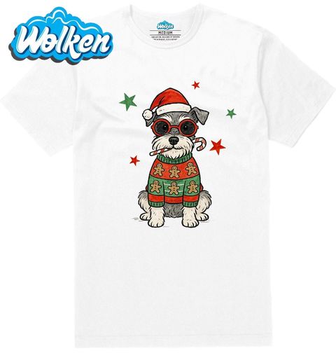 Obrázek produktu Pánské tričko Vánoční Knírač v Perníčkovém Svetru