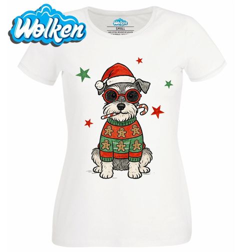 Obrázek produktu Dámské tričko Vánoční Knírač v Perníčkovém Svetru