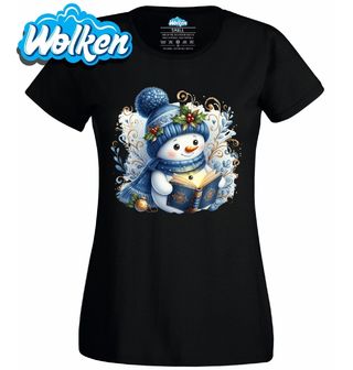 Dámské tričko Vánoční Sněhulák s Knihou.jpg