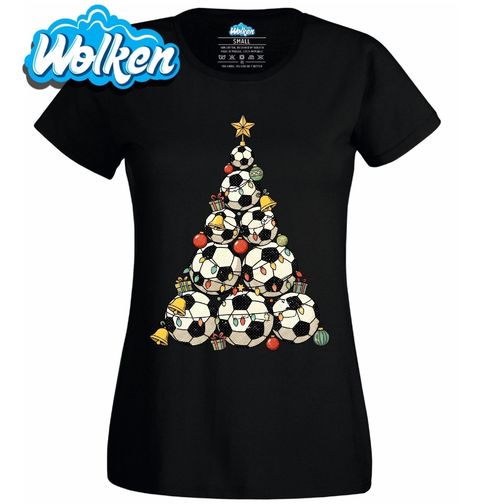 Obrázek produktu Dámské tričko Vánoční Stromek z Fotbalových Míčů