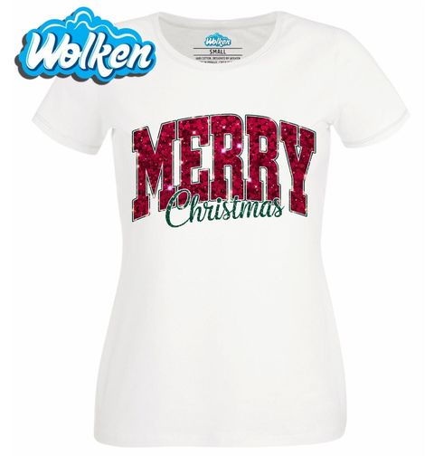 Obrázek produktu Dámské tričko Třpytivé Vánoce Merry Christmas